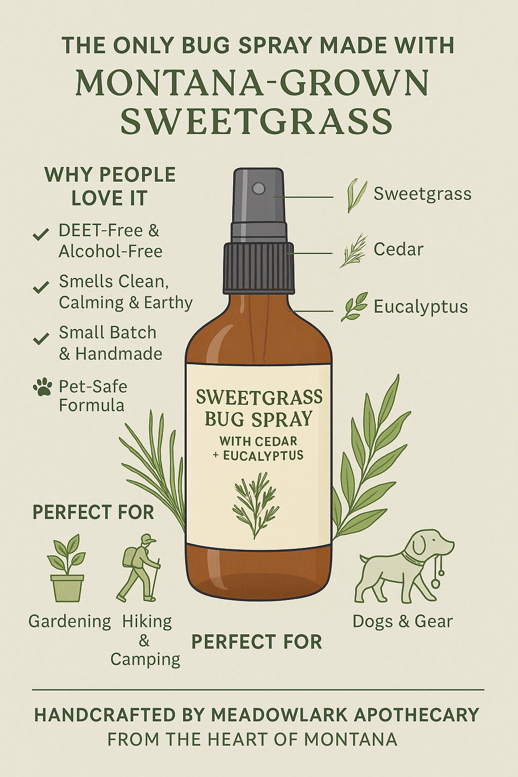 Sweetgrass Bug Spray with Cedar & Eucalyptus
